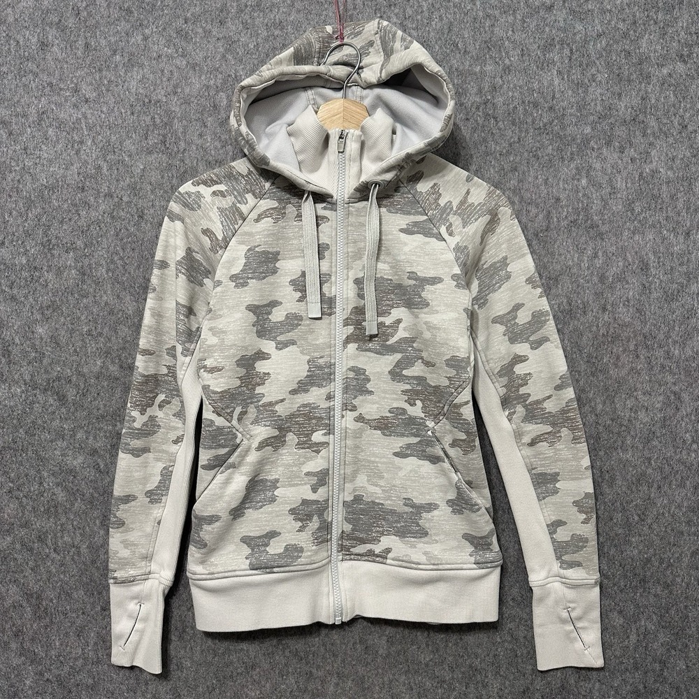 Athleta Triumph Hoodie Full Zip Camo‎ Women's Sz XS Athletic Running Comfort
